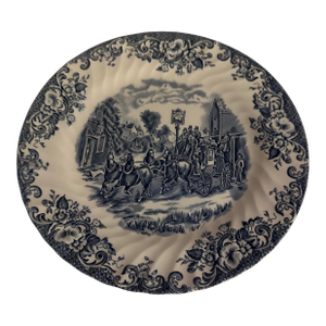 Vintage Blue and White Ironstone Plate Titled 'Coaching Scenes' by Johnson Brothers