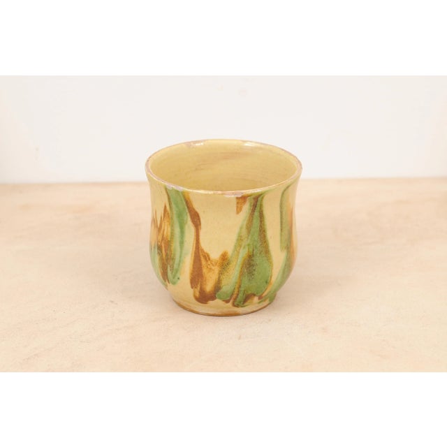19th Century Rustic French Pottery Mug with Yellow, Green and Rust Glaze For Sale - Image 11 of 13