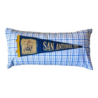 Texas San Antonio Large Vintage Pennant on New Woven Throw Pillow For Sale