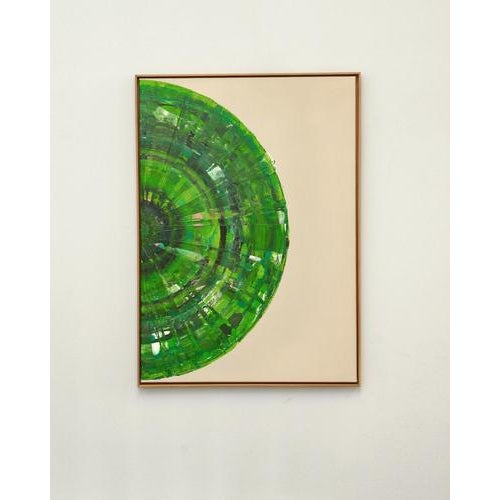 Textile Bernhard Lang, Green Circle Diptych I, Paintings on Canvas, Framed For Sale - Image 7 of 13
