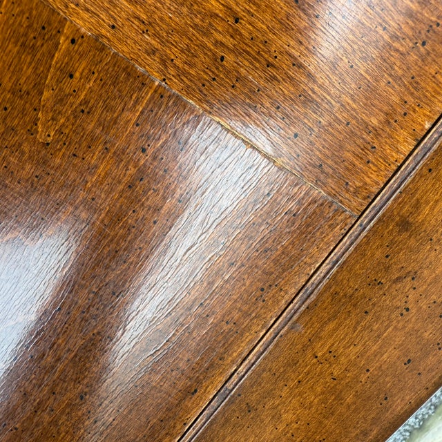 1980s Ethan Allen Classic Manor Chinese Chippendale Parquet Maple Square Side Tables - A Pair (15-8003) For Sale - Image 15 of 16