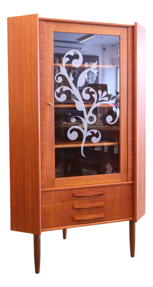 Danish Corner Display Cabinet in Teak by Gunni Oman for Omann Jun, 1960s