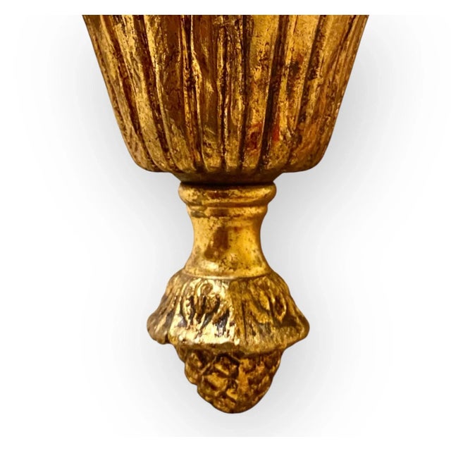 French Neoclassical Style Gilt Brass and Glass Ceiling Light, 1920s For Sale - Image 4 of 15