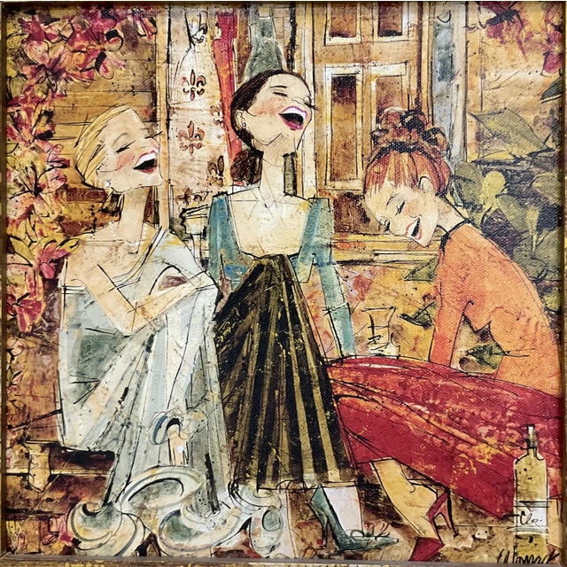 Vintage Framed Kathy Womack Women and Wine Seventeenth Edition Print For Sale In Oklahoma City - Image 6 of 9