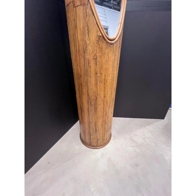 Rattan/Bamboo Lipstick Floor Mirror For Sale - Image 4 of 7