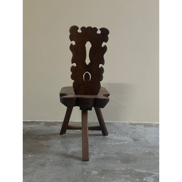 Mid-Century Modern Vintage Italian Sculptural Chair in Wood, 1950s For Sale - Image 3 of 12