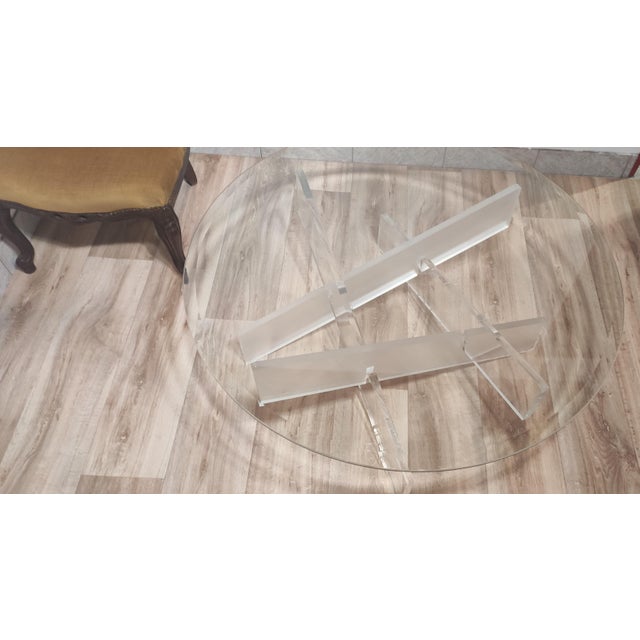 Glass Coffee Table with Acrylic Glass Base For Sale - Image 3 of 12