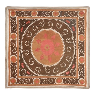 Suzani Wall Hanging Tapestry - Faded Brown Uzbek Table Cloth For Sale