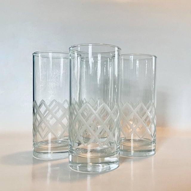1940’s Frosted Latticework Tumblers - Set of Four For Sale In Jacksonville, FL - Image 6 of 9
