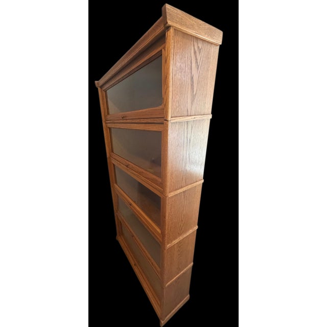 Brown 1980s Solid Oak Barrister (Lawyers) Bookcase For Sale - Image 8 of 12