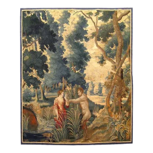 Late 17th Century French Aubusson Mythological Tapestry, with Pan and Syrinx