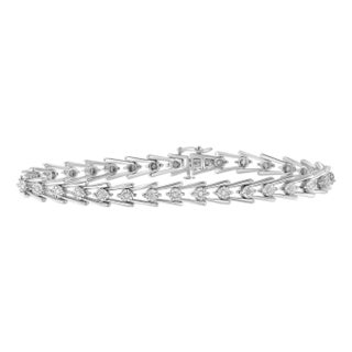 Sterling Silver Diamond Wave-Style Link Bracelet (0.5 cttw, I-J Color, I3 Clarity) For Sale
