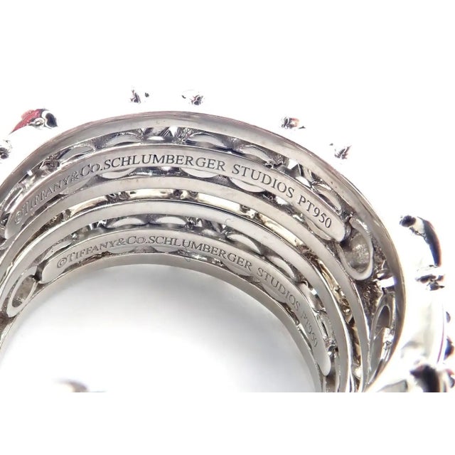 Platinum Tiffany & Co. Jean Schlumberger Diamond 20-Stone Platinum Hoop Earrings, A Pair For Sale - Image 8 of 12