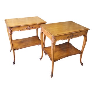 French Satin Birch Tables, 1890, Set of 2 For Sale
