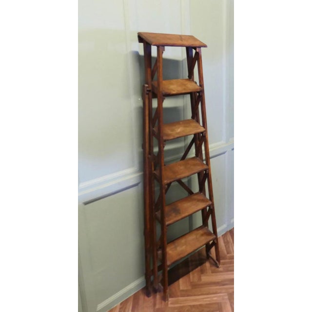 Wood Antique French Decorators Ladder, 1900 For Sale - Image 7 of 8