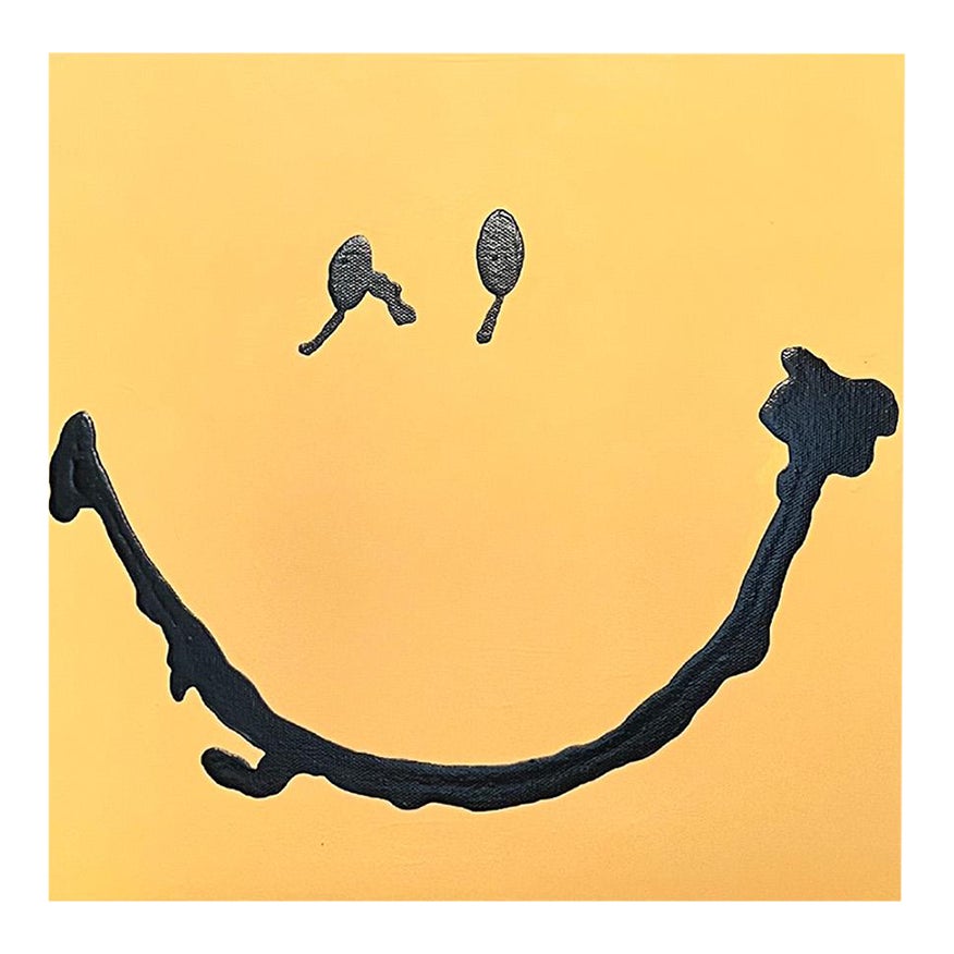 "Classic Yellow and Black Smiley" Abstract Original Painting by Jake