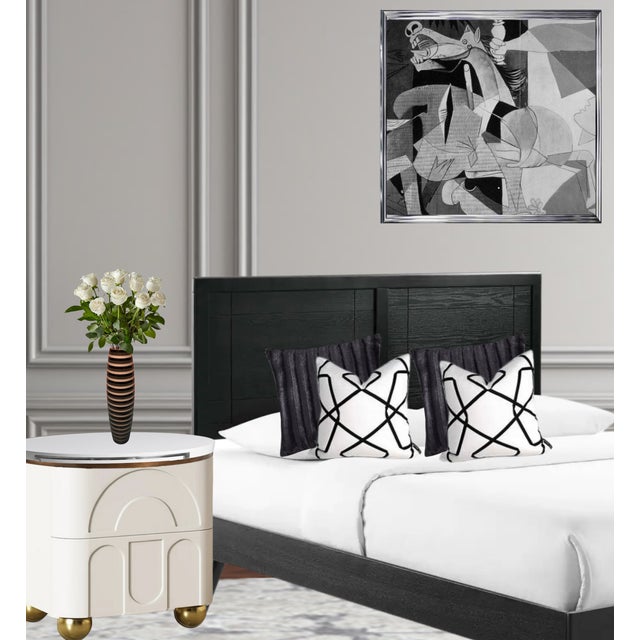 Art Glass Black White Gray Striped Vase For Sale - Image 4 of 18