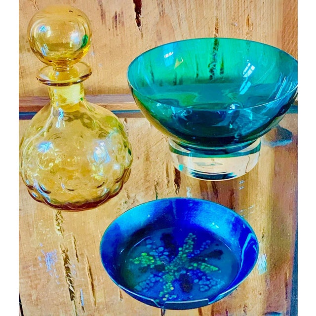 Rare Vintage Blenko Joel Myers Designed Petite Glass Decanter With Stopper in Wheat, Circa 1971, Style 715 For Sale In San Antonio - Image 6 of 11