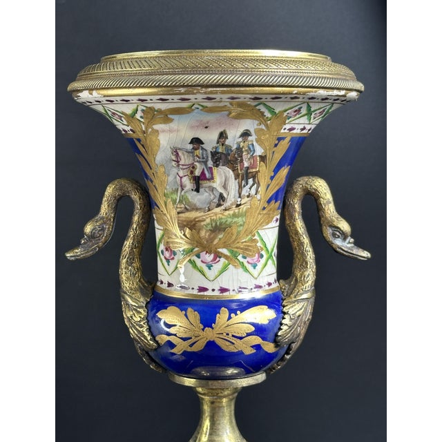 Antique Napoleon III French Sèvres Bronze and Porcelain Vases, 1870s, Set of 2 For Sale - Image 4 of 11