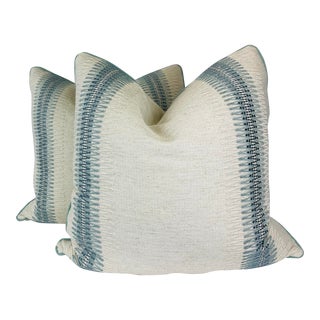 Cowtan & Tout "Tangier" in Blue 22" Pillows-A Pair For Sale
