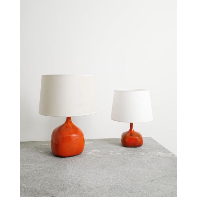 Ceramic Mid-Century French Red Apple Ceramic Lamps by Jacques & Dani Ruelland, France, 1960s, Set of 2 For Sale - Image 7 of 7