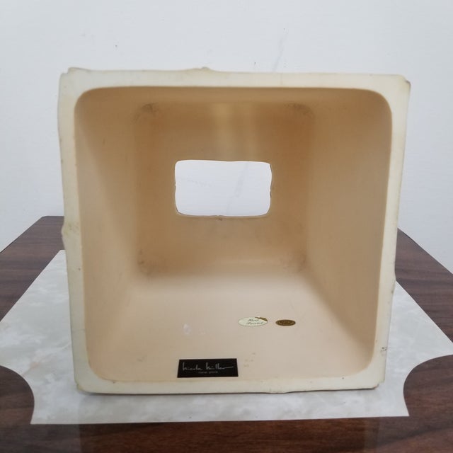 Plastic Faux Wicker Resin Wastebasket & Tissue Box Cover With Faux Bamboo Trim-2 Piece Set For Sale - Image 7 of 11