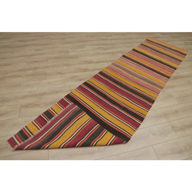 Tribal 1980s Tribal Red Striped Runner Rug For Sale - Image 3 of 13