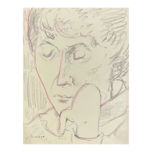 1970s Erika Romane Mixed Media Portrait of a Lady