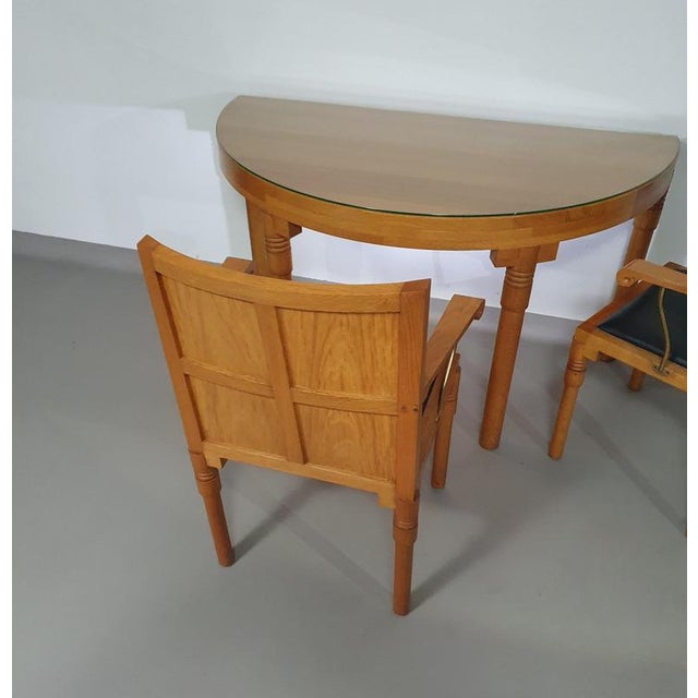 Wood Console Table and Chairs by Charles Vandenhove, Set of 3 For Sale - Image 7 of 10
