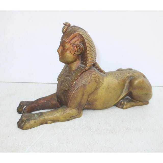 Bronze Antique French Egyptian Revival Bronze Sphinx Circa 1900 For Sale - Image 8 of 8
