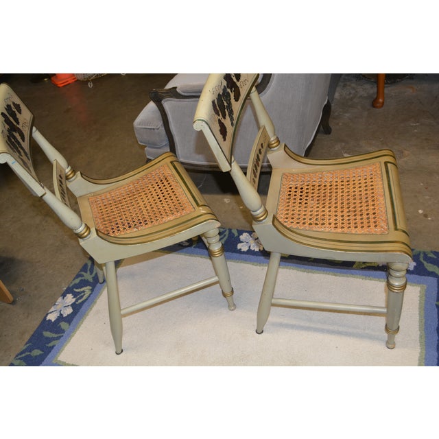 These are great looking Hitchcock style dining or side chairs. No name / labels on them. A nice rustic / farmhouse...