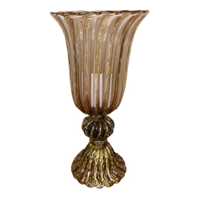 1970s Pink Gold Flecked Barovier Murano For Sale