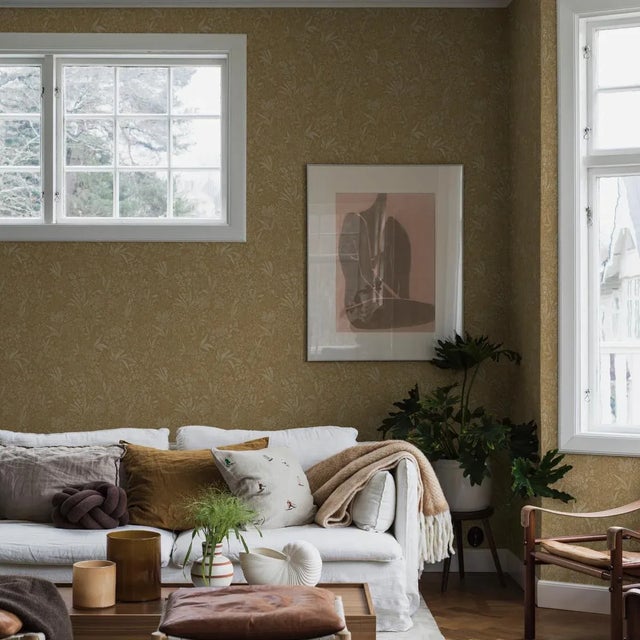 Mid-Century Modern Sample - Borastapeter Nocturne Wallpaper in Parchment For Sale - Image 3 of 4