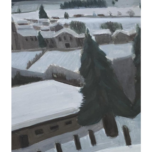 Albert Joseph Januarius Di Décarli, Paysage d'un village enneigé, Oil on Wood, Framed For Sale - Image 5 of 9