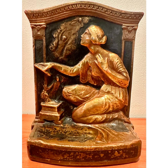 American Armor Bronze 1922 Pandora's Box Bookends For Sale - Image 3 of 18