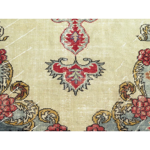 Mid 20th Century Vintage Turkish Oushak Carpet Distressed Area Rug For Sale - Image 9 of 11