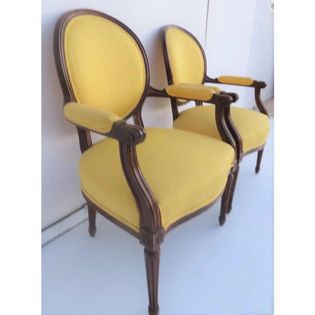 Louis XVI Style Upholstered Armchairs - A Pair For Sale In Philadelphia - Image 6 of 8