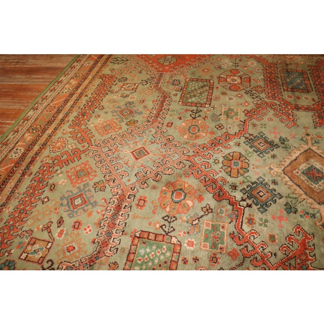 Contemporary Early 20th Century Zabihi Collection Green Large Irish Donegal Rug - 13'2" x 14'9" For Sale - Image 3 of 12