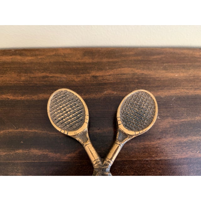 1970s 1970s Cast Brass Double Tennis Racket Door Knocker For Sale - Image 5 of 10