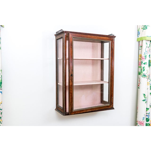 Small Antique Mahogany Wall-Hanging Vitrine Display Cabinet For Sale - Image 9 of 11