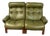 Vintage Scandinavian Two-Seater Ry-Wing Lounge Sofa in Olivegreen Leather by Elsa and Nordahl Solheim for Rybo Rykken & Co, 1960s For Sale