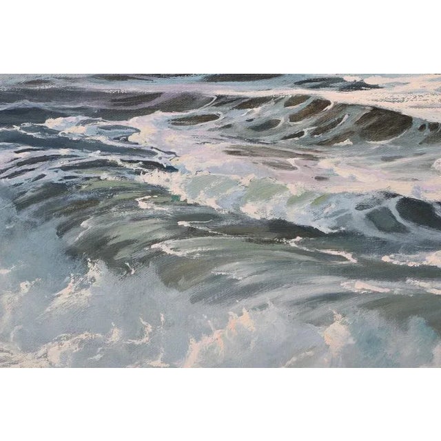 Blue Unframed for Mark Only * Oil Painting "Shore Line at High Tide" by Robert P. Wheeler For Sale - Image 8 of 11