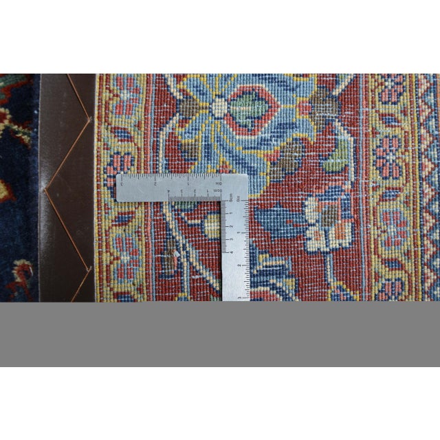 Hand-Knotted Sarogh Rug in Floral Pattern on Deep Blue Background For Sale - Image 11 of 12