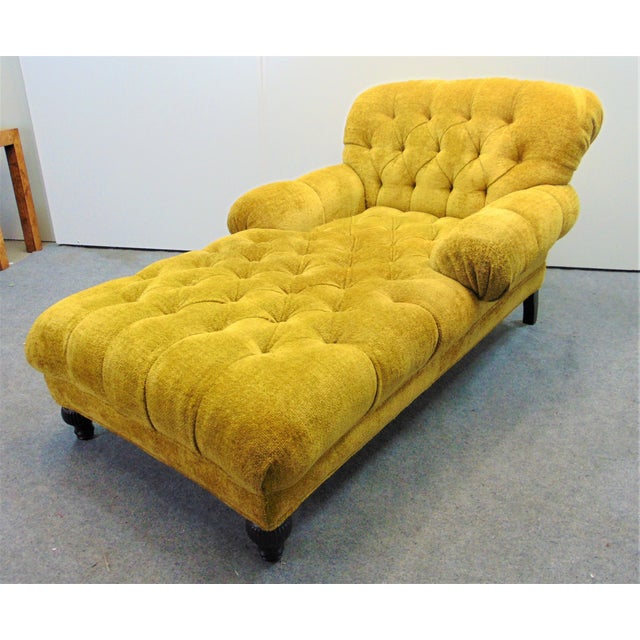Schumacher Regency Style Yellow Tufted Chaise Lounge Chairish