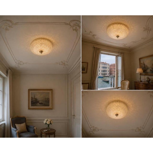 Gold Ceiling Light with Gold Inclusion in the style of Borovier & Toso, 1990 For Sale - Image 8 of 9