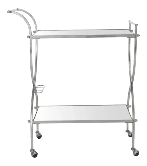 Contemporary Glass Bar Cart in Silver