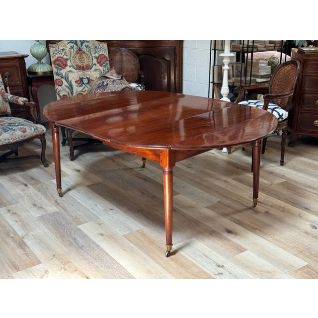 French Directoire Mahogany Breakfast or Small Dining Table, Circa 1800, 71" Total Length For Sale - Image 4 of 10