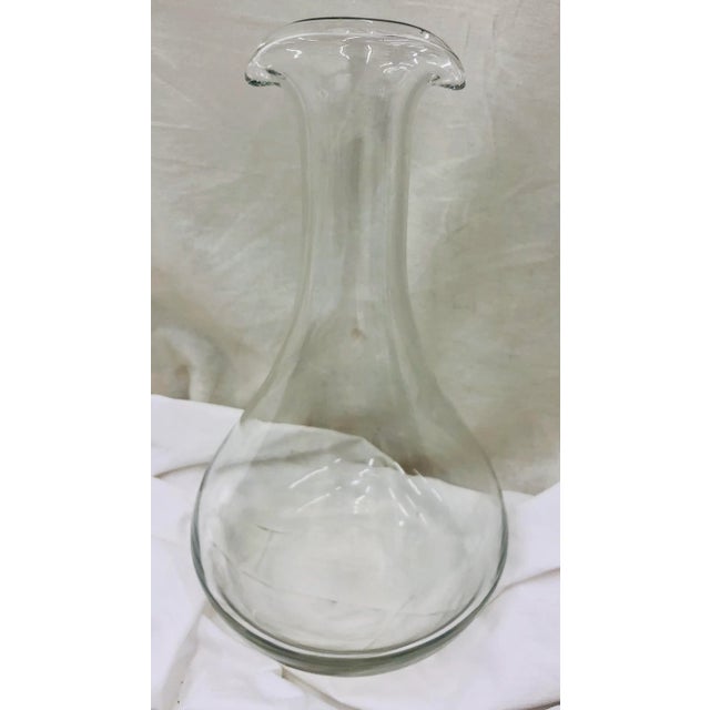 Stunning Vintage Glass Carafe Decanter with Dual Pouring Ability at Mouth. Fabulous bulbous shape and curves. Nice weight....