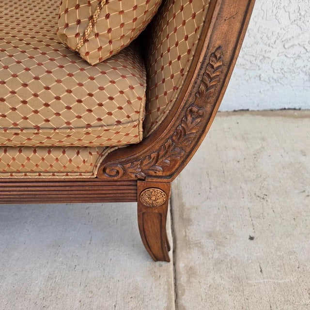 Wood Ethan Allen Regency Style Bergere Lounge Armchairs Pair For Sale - Image 7 of 18