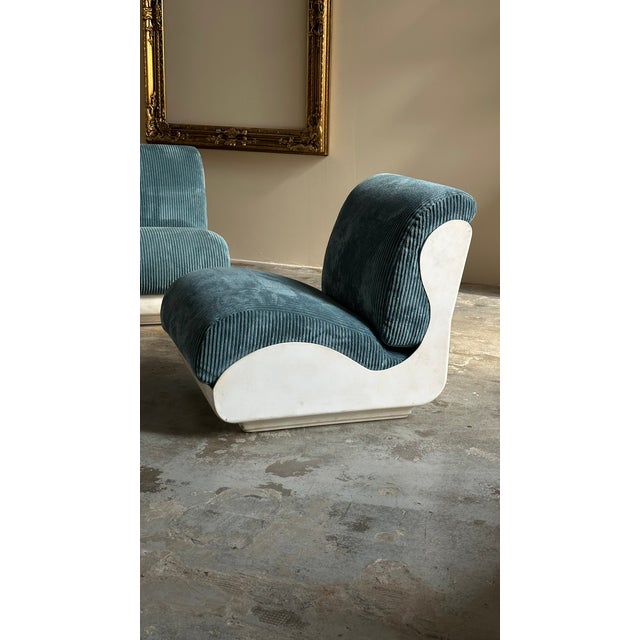 Set of Lounge Chairs with Fiberglass and Fabric For Sale - Image 4 of 7